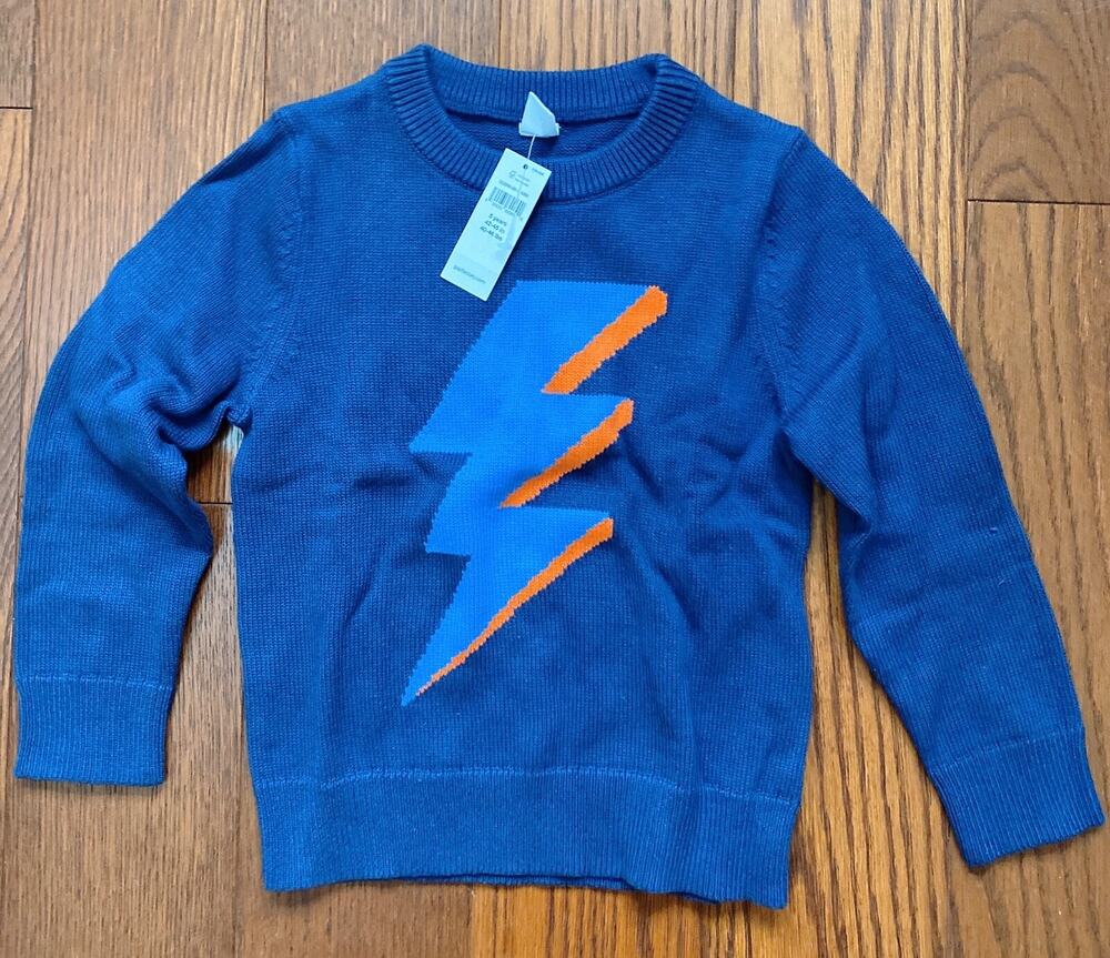 NWT GAP Toddler Size 5 5T Lightning Sweater in Navy Kids Boys